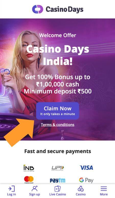 How to Register at Casino Days India Step 1
